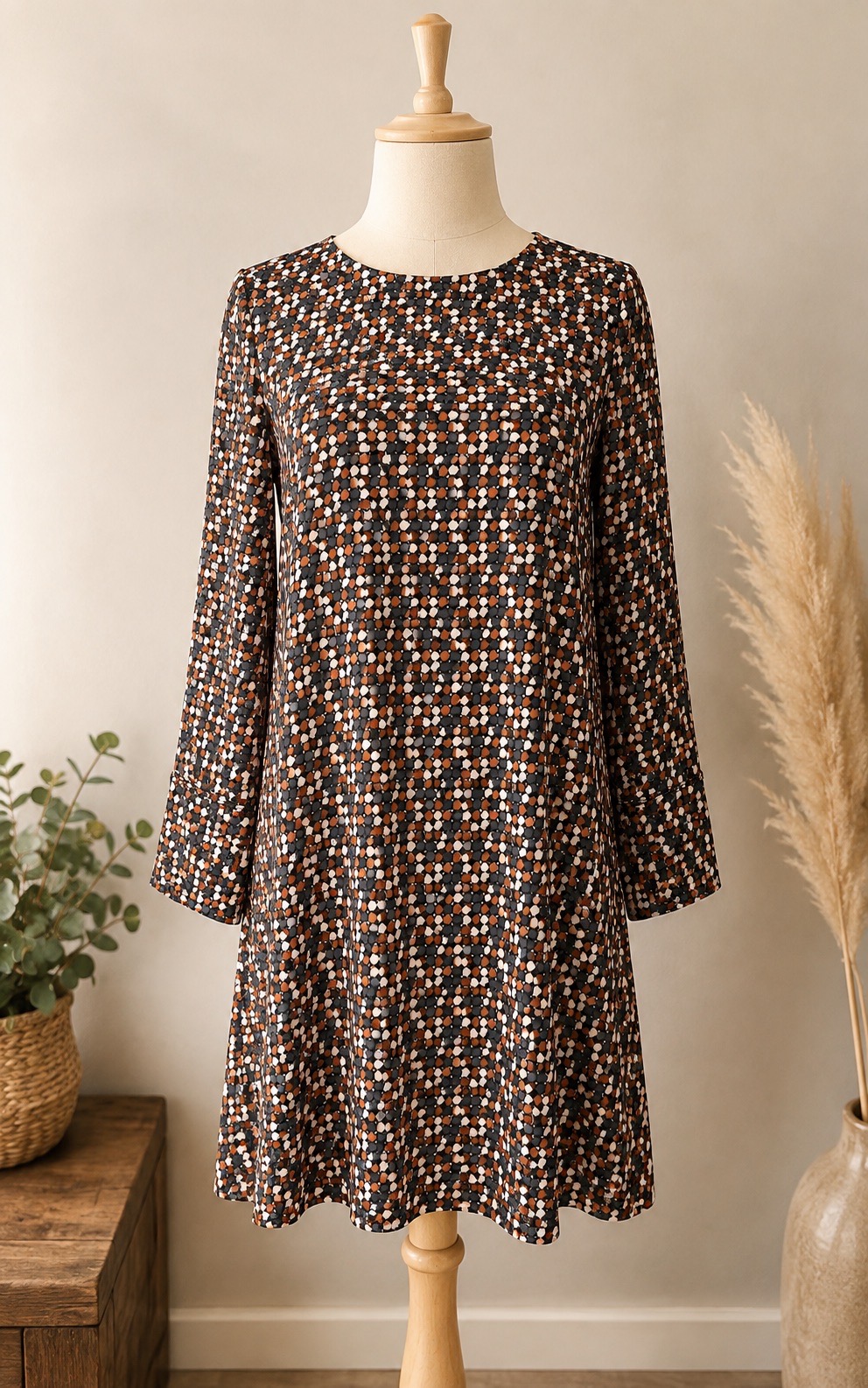 Next Geometric Print Long Sleeve Dress – UK 10 – Never Worn