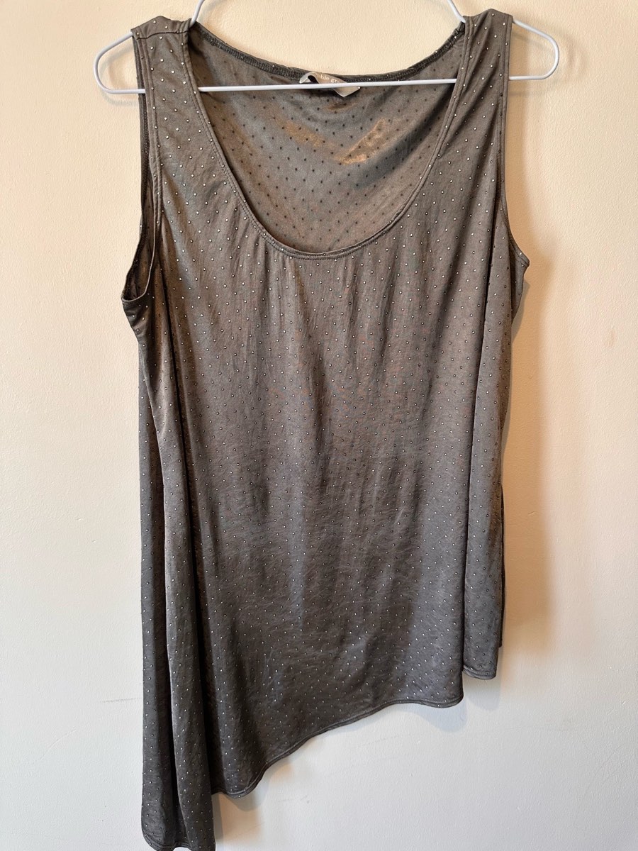 Sophie Gray Pewter Embellished Asymmetric Top – UK 16 | Sparkly Party, Y2K Glam