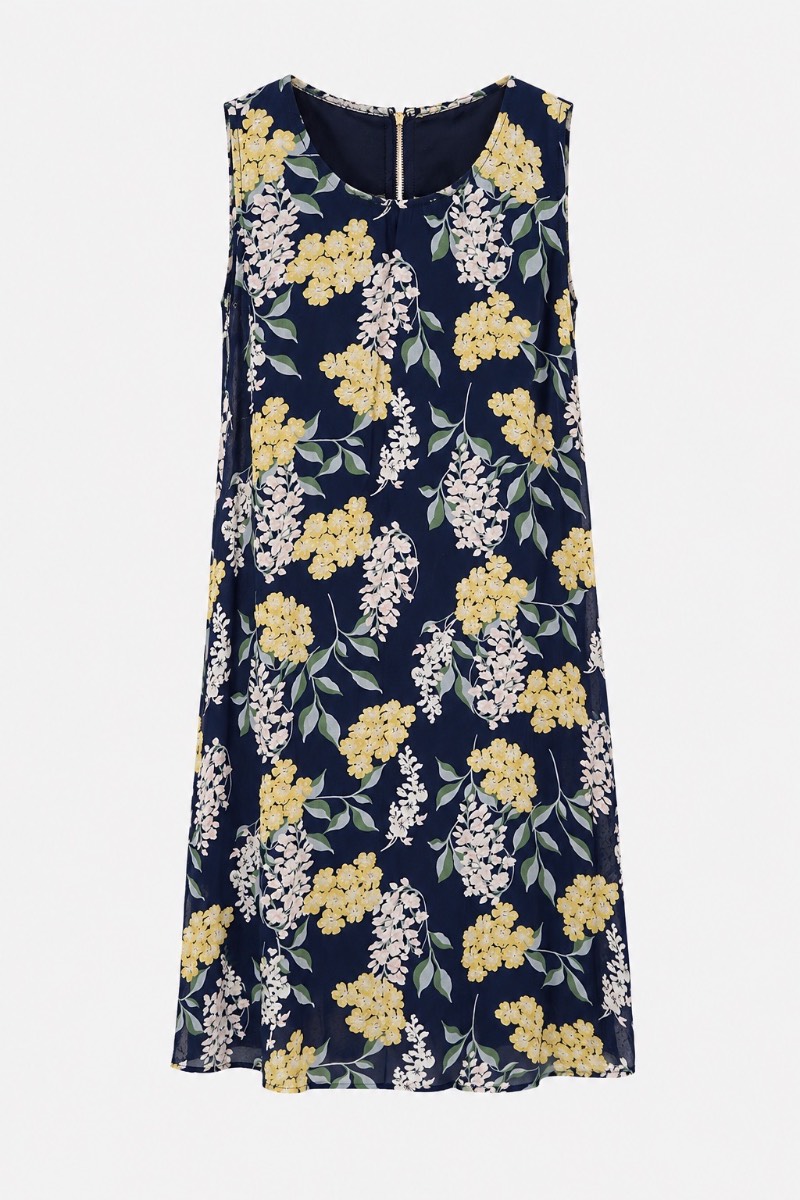 Stella Morgan Navy Floral Sleeveless Shift Dress – UK 16 – Elegant Occasion & Summer Style