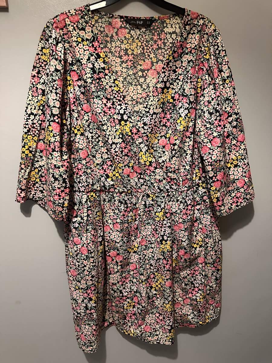 F&F Floral Wrap Style Tea Dress – UK 14 | New Without Tags | 100% Cotton