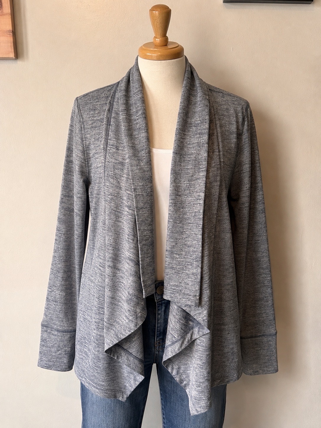 Nike Dri-FIT Grey Marl Waterfall Cardigan – Size S – Lightweight Sports Layer NWOT
