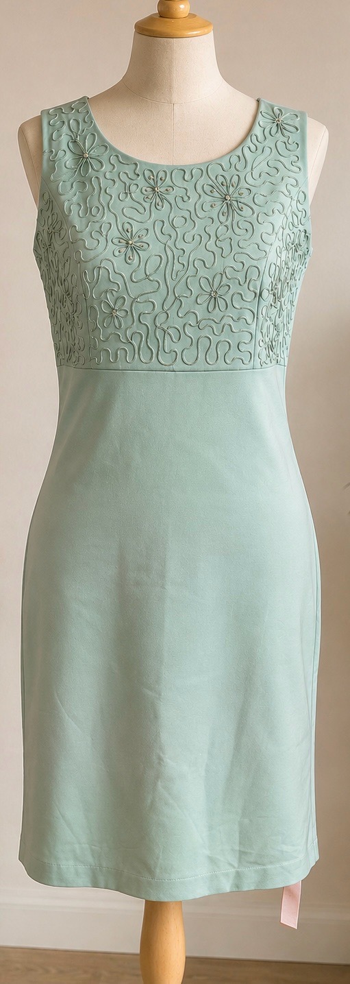 Joanna Hope Mint Green Embellished Floral Occasion Dress – Beaded Soutache Detail – Elegant UK24