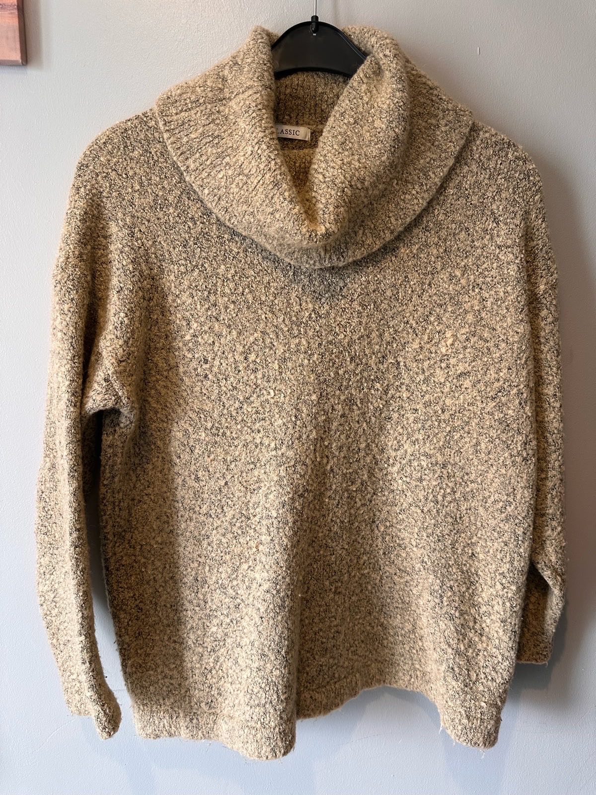 M&S Classic UK 14 Caramel Mix Mohair Blend Cowl Neck Jumper – Cosy Textured Oversized Knit