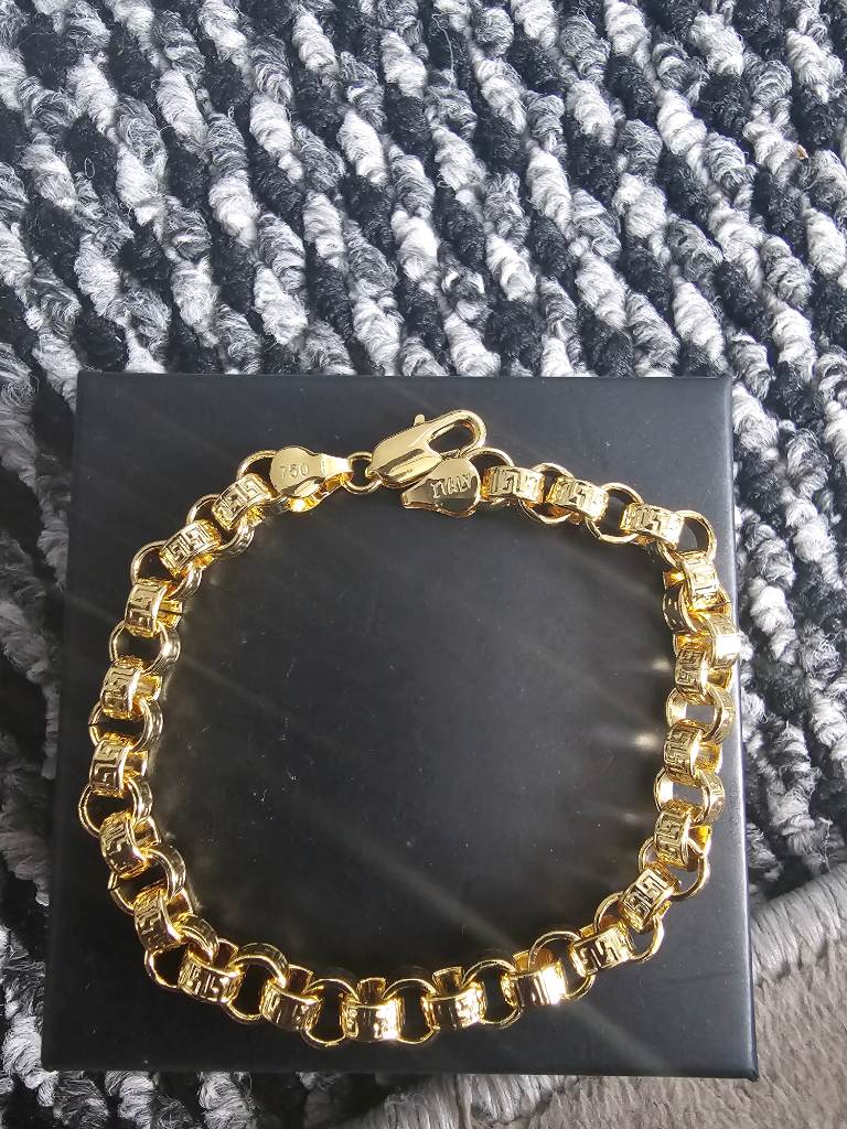 Gold plated belcher bracelet 750 Italy made stamped