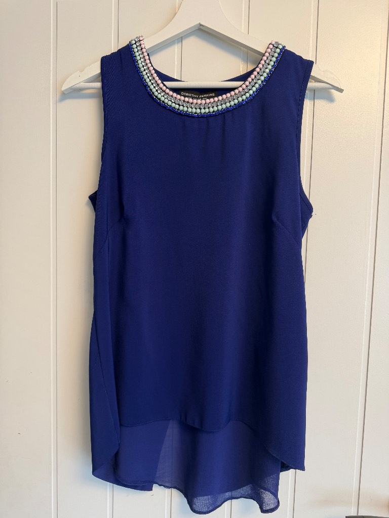 Dorothy Perkins Embellished Sleeveless Top – Royal Blue – UK 10