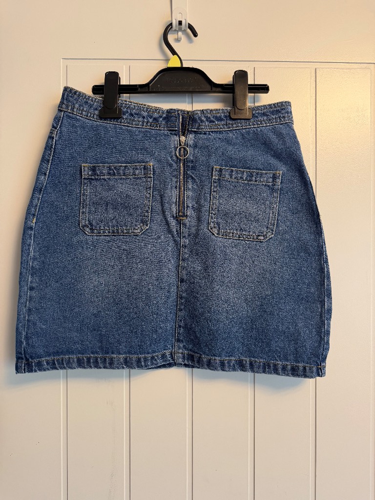 M&S Denim Mini Skirt Blue Zip Detail Y2K XS/S