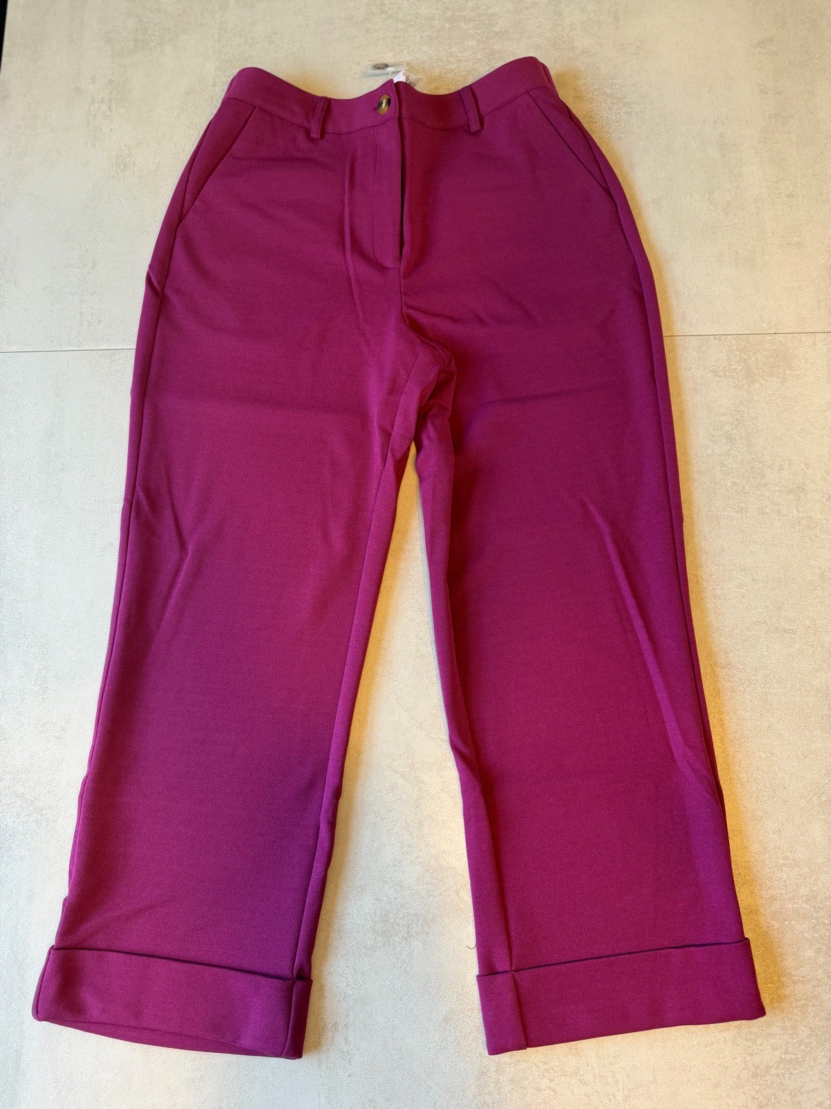 Damart Purple 7/8 Cropped Wide-Leg Trousers UK 12 L25 – New