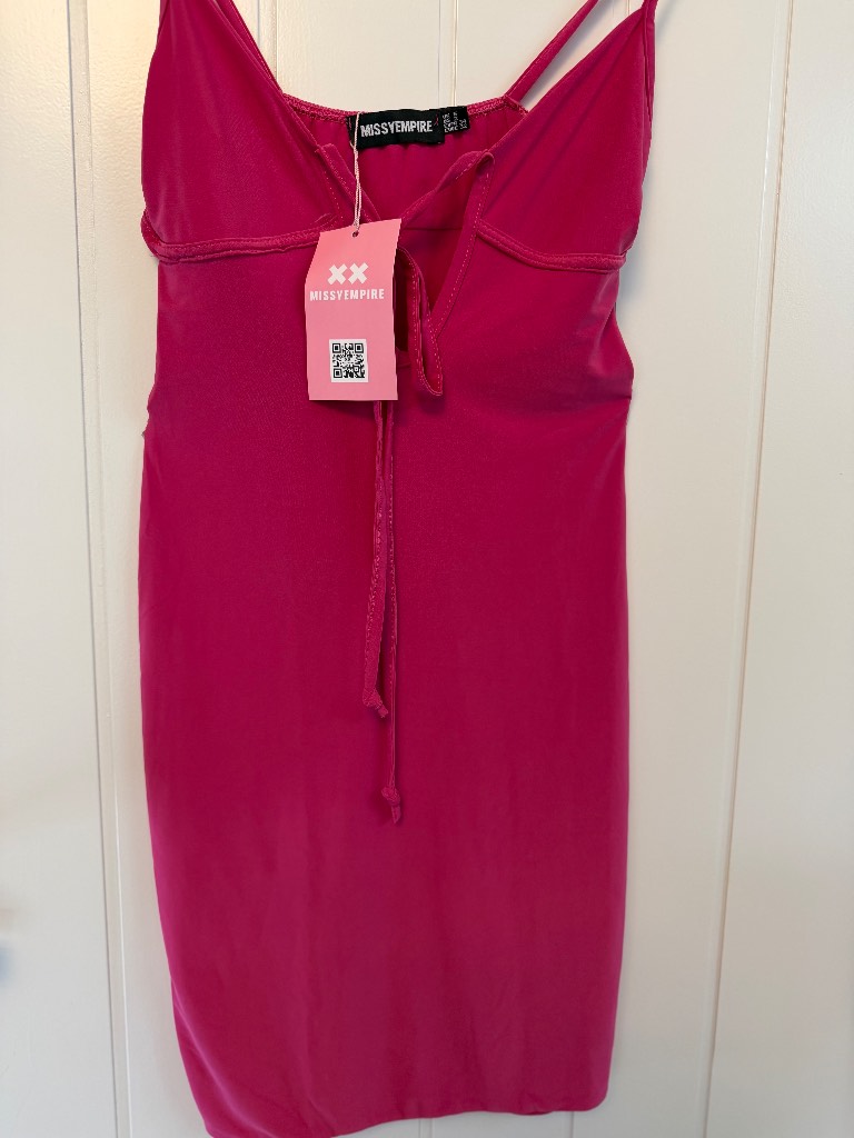Missy Empire Hot Pink Strappy Bodycon Midi Dress UK 6 BNWT