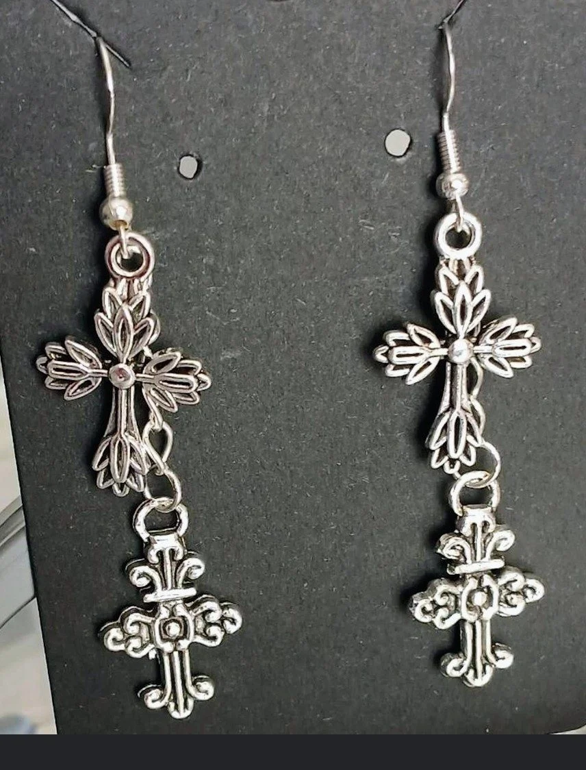 Double cross earrings