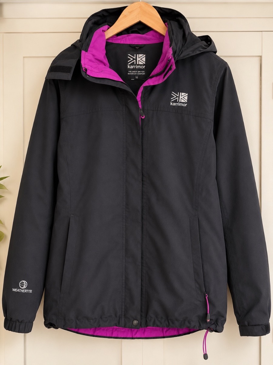 Karrimor Womens Hooded Hiking Jacket Black Nylon/ Polyester Size 10