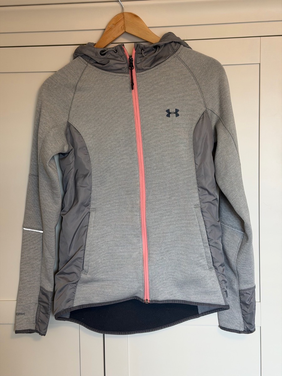 Under Armour gray & pink zip up hoodie in a S