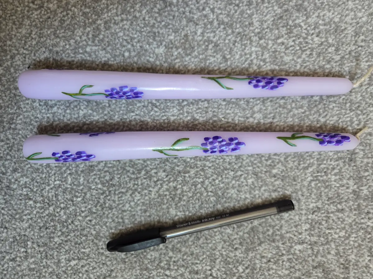 Lilac taper candles with lavender