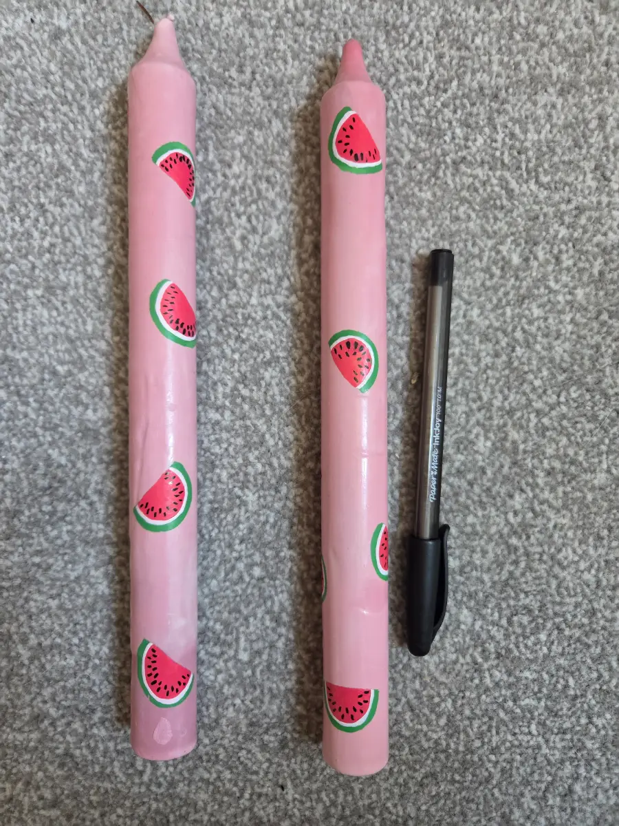 Watermelon pink taper candles