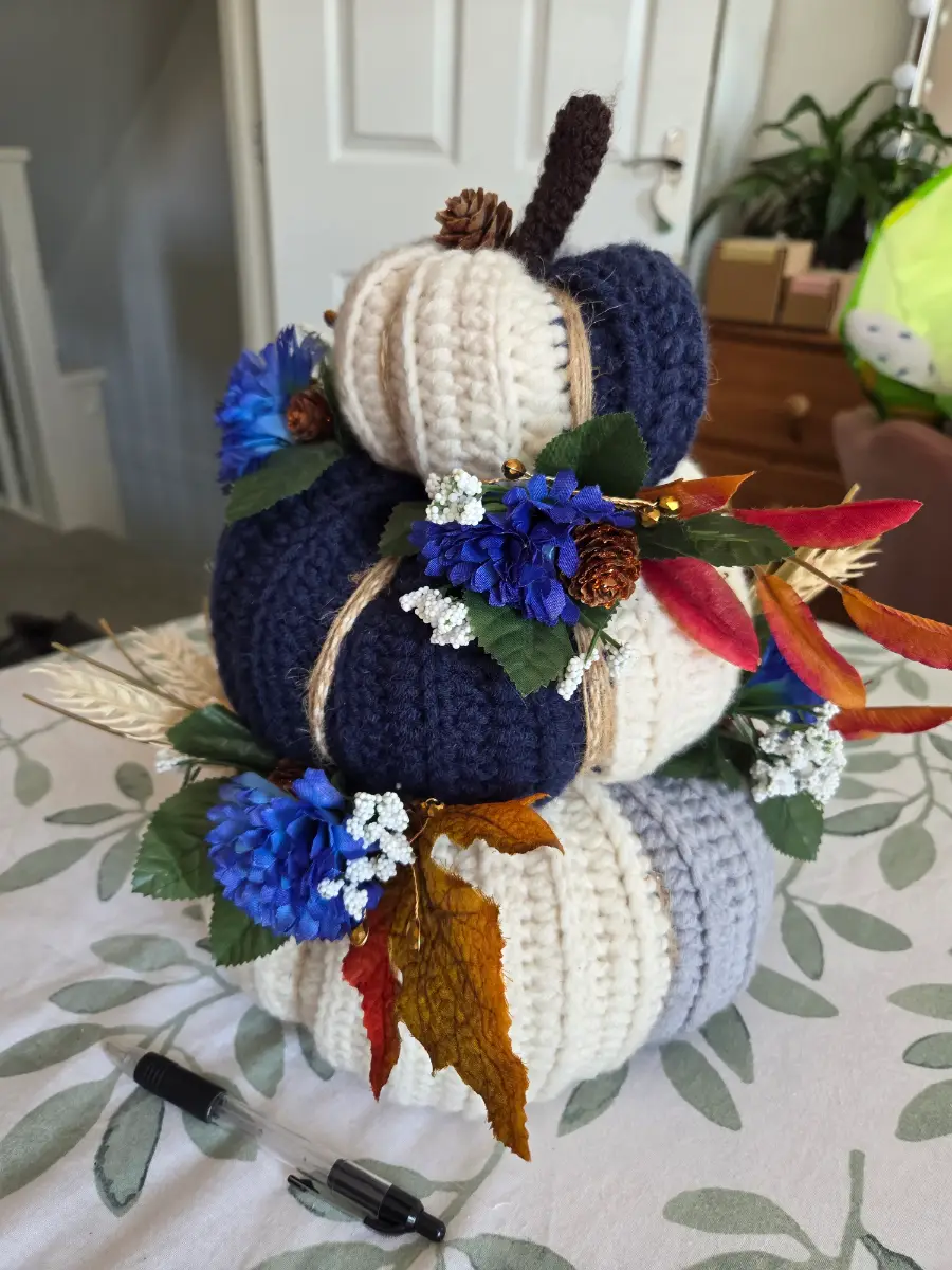 Crochet pumpkin tower