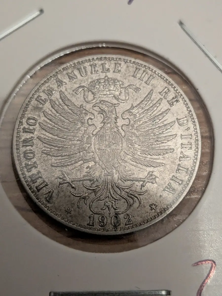 1902 -  25 Centesimi silver coin - Italy - Rome mint