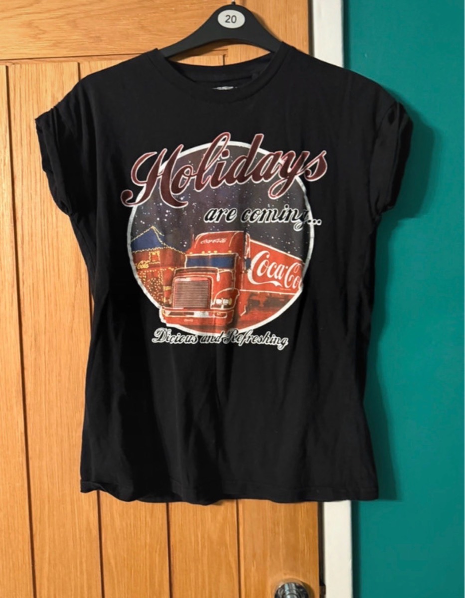 Coca Cola holiday Christmas top size 10