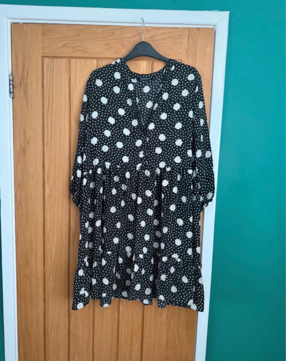 F&F black and white polka dot smock dress