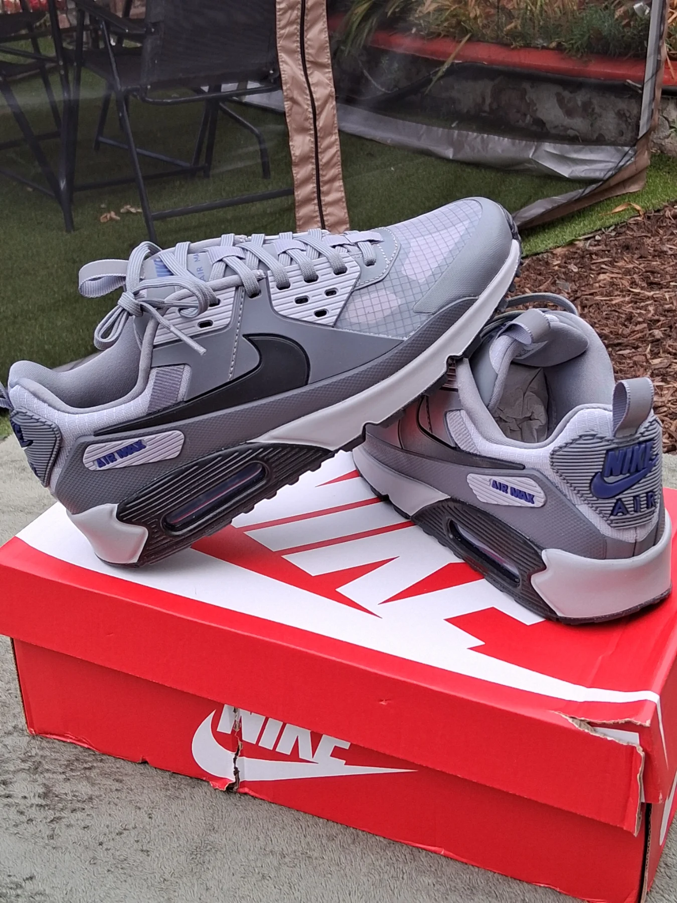 Nike airmax 90 drift size 6 men's grey/black and blue colourway