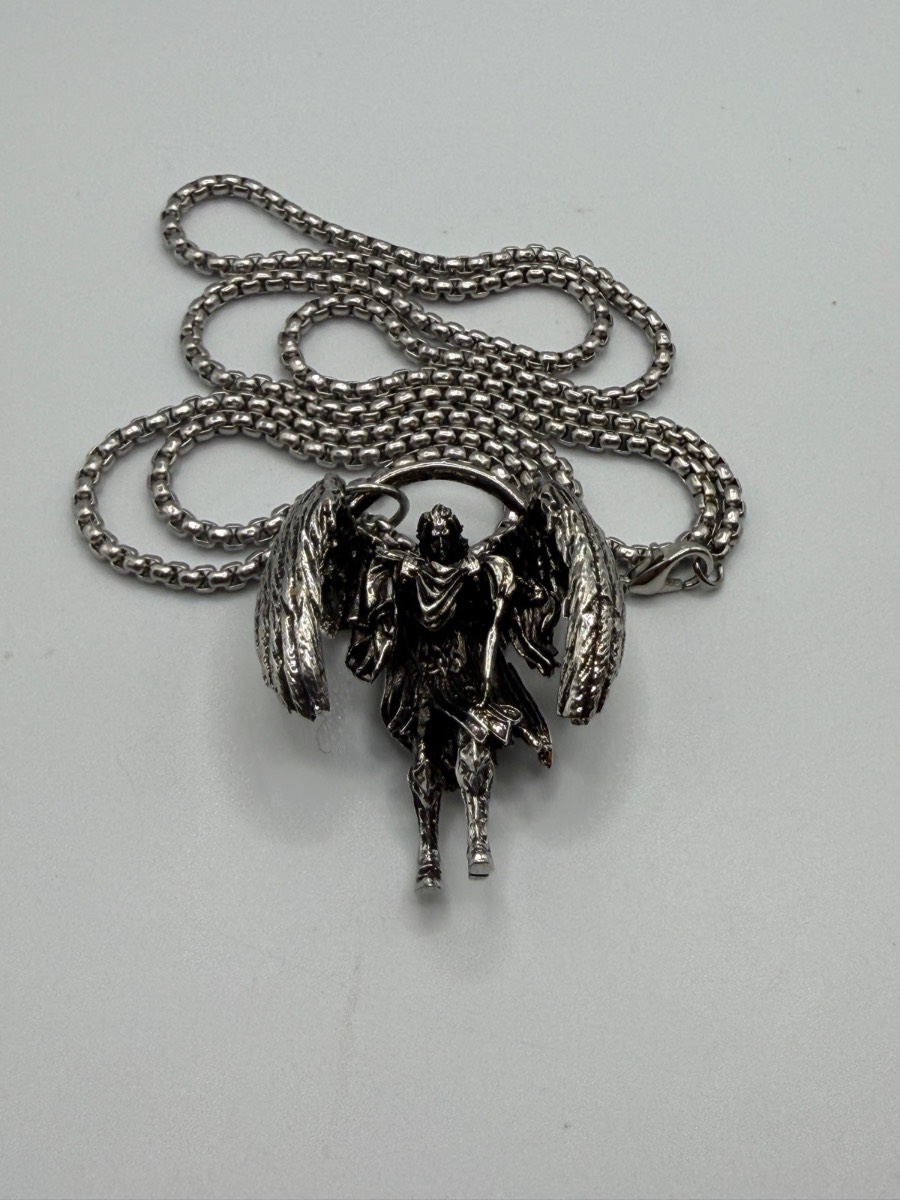 Silver Angel Guardian Pendant Necklace