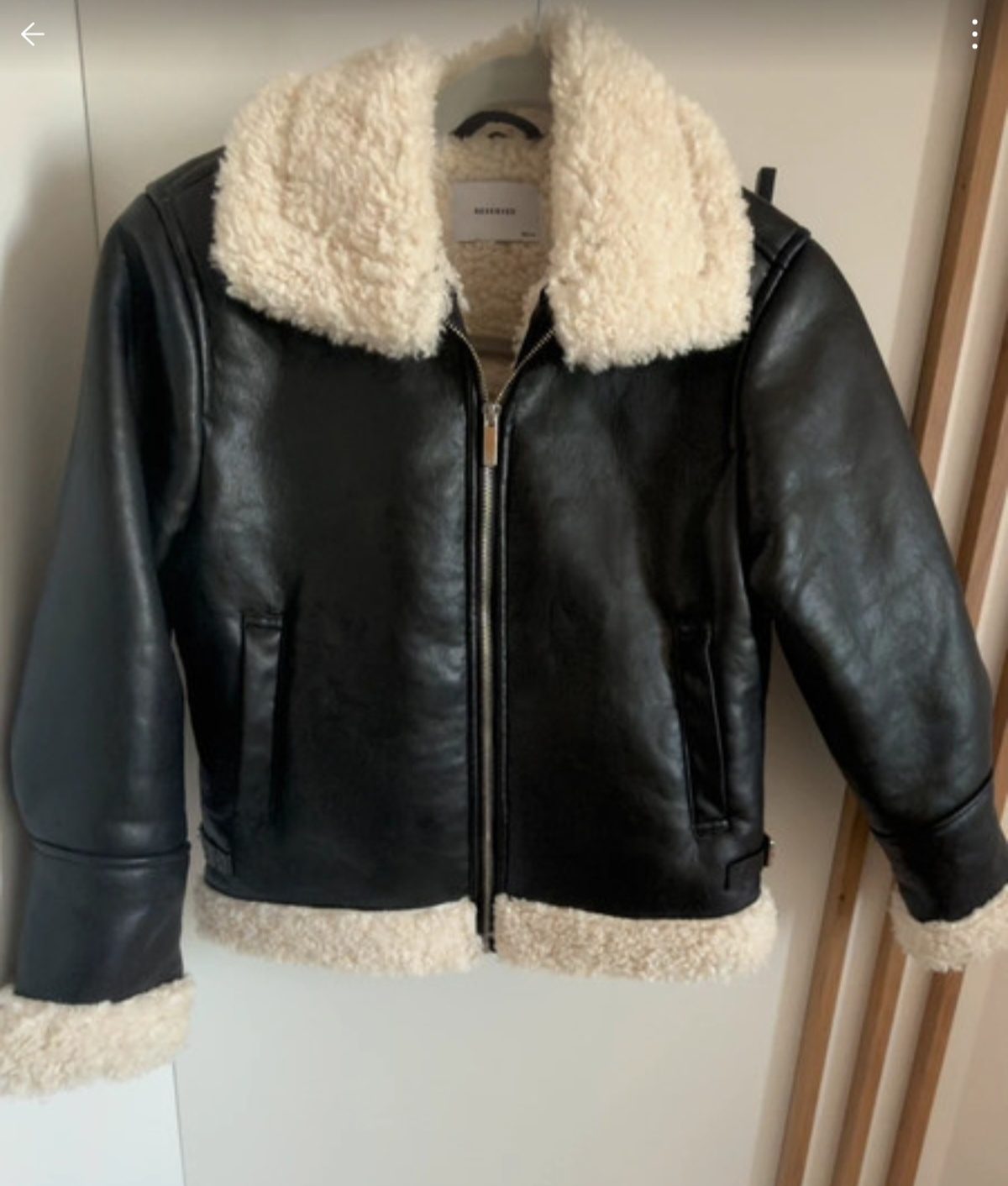 Reserved Girls Black Faux Leather Shearling Jacket