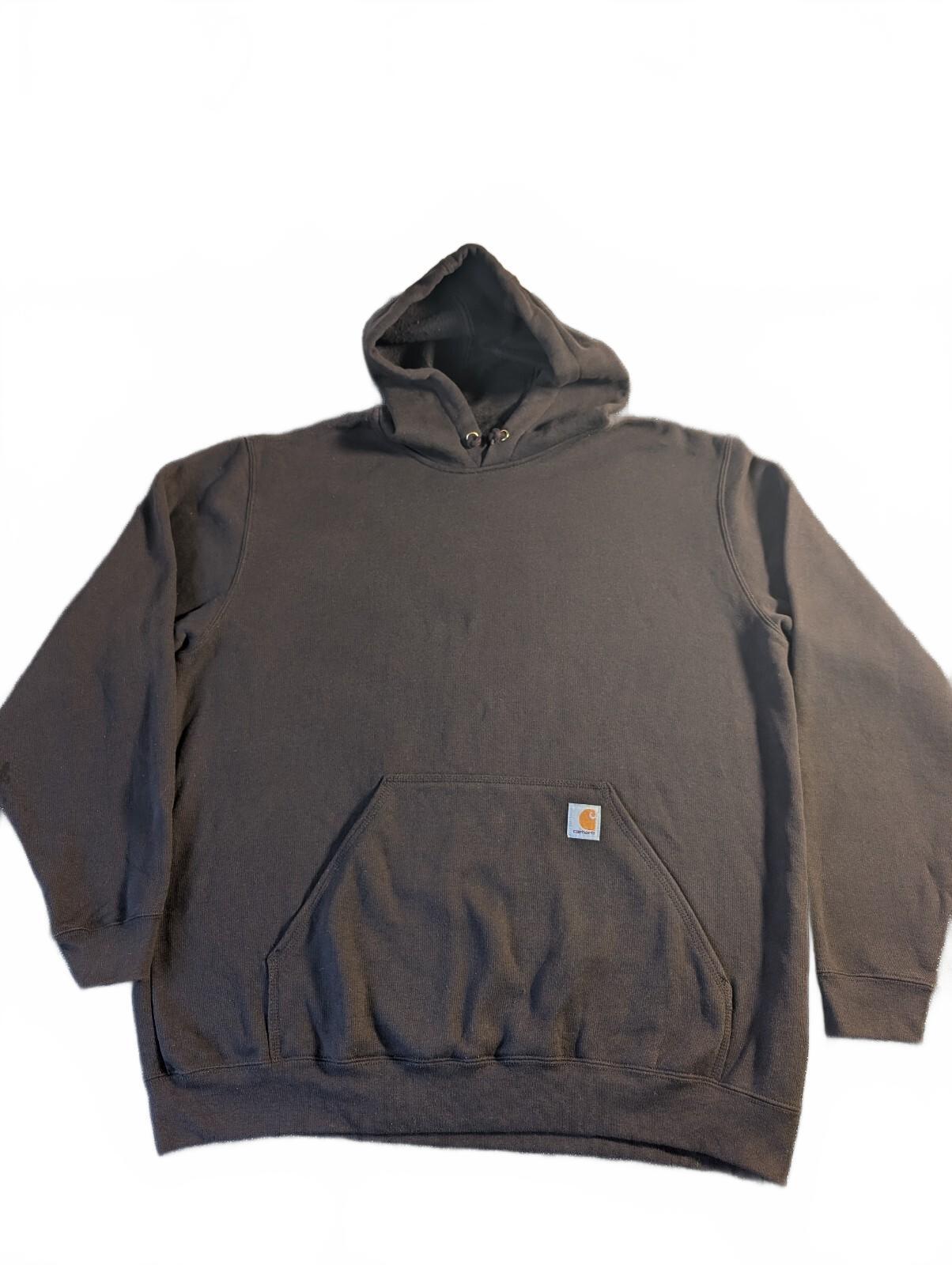 Carhartt Original Fit Hoodie in Dark Brown Fleece lined Men's Oversized XL