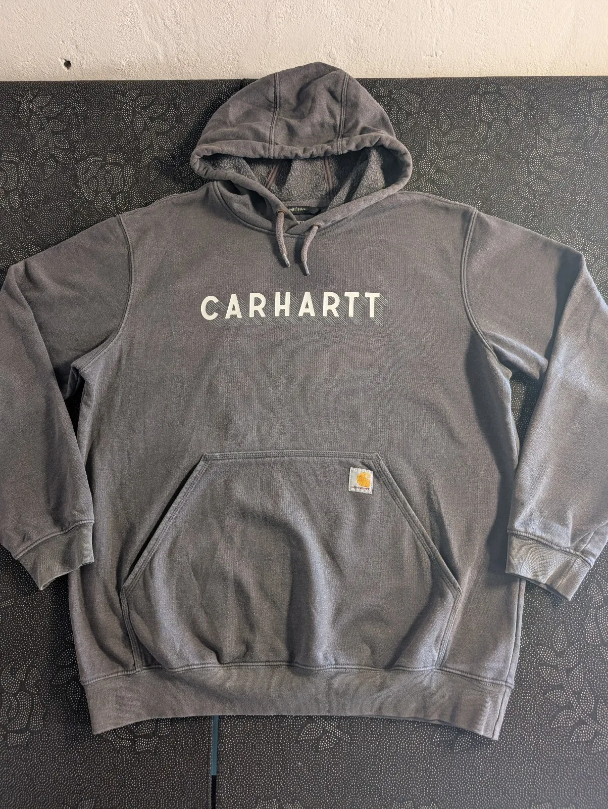 Carhartt Grey Hooded Sweatshirt with Front Pocket Men's Size L Loose fit