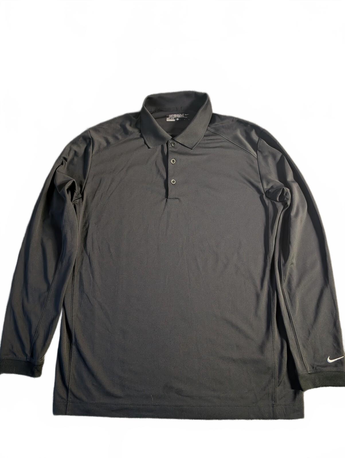 Nike Golf Tour Performance Dri-FIT Long Sleeve Polo Shirt Black Men's Size Large