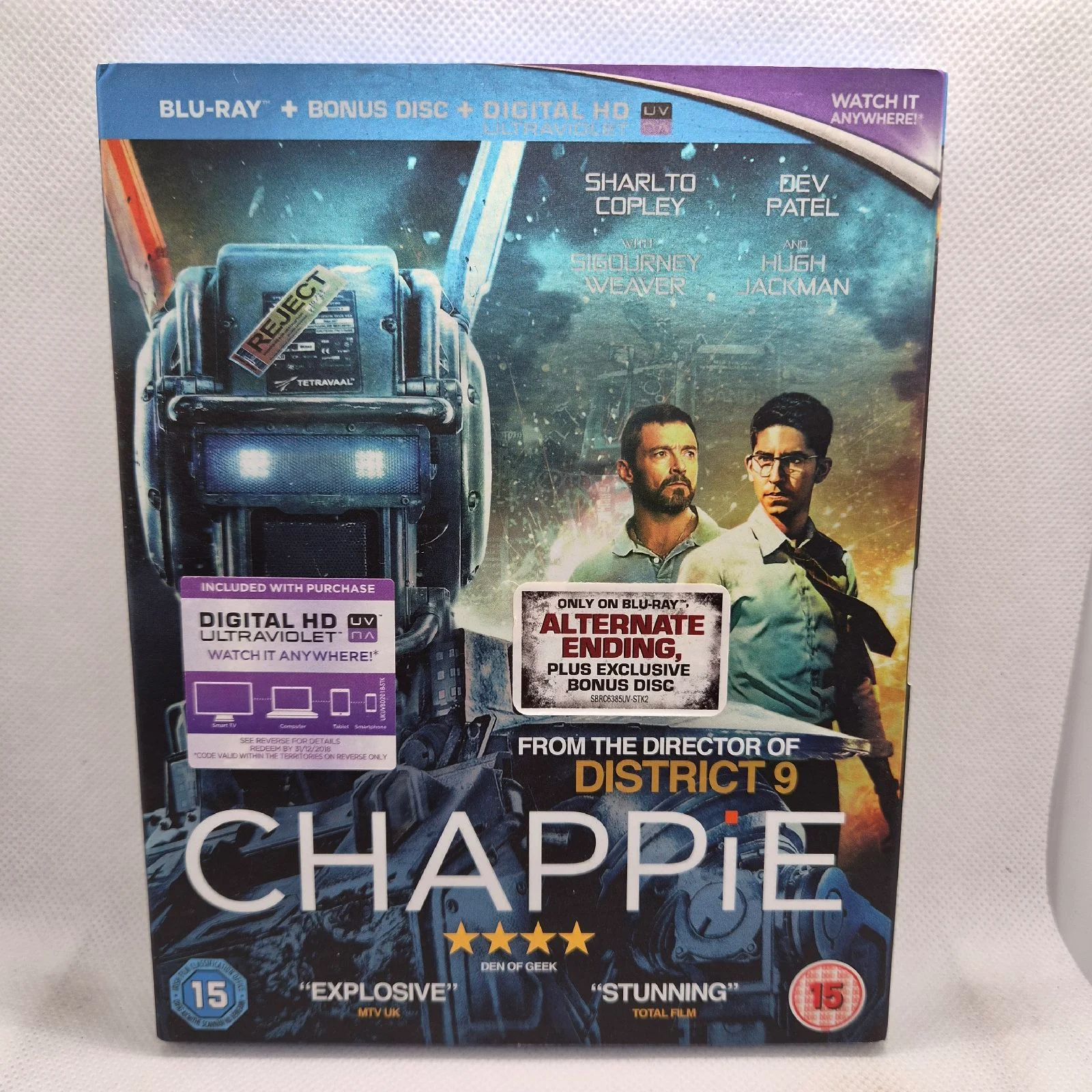 Chappie (Blu-ray, 2015) (15) Neill Blomkamp Bonus Disc + Digital Copy Sony BR1