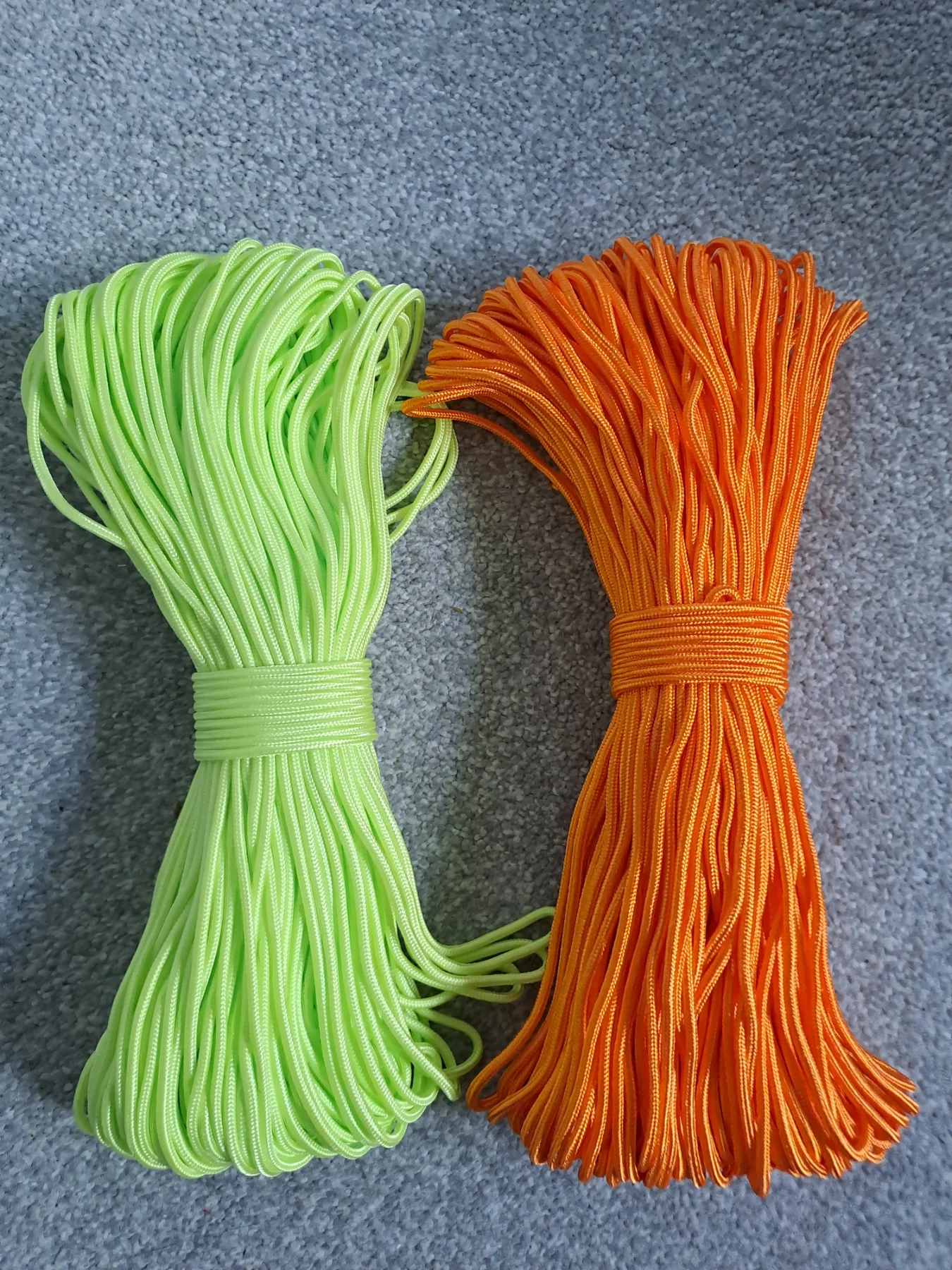 2 x 50m paracord bright orange & lime green cord crafting macrame crochet weaving outdoors