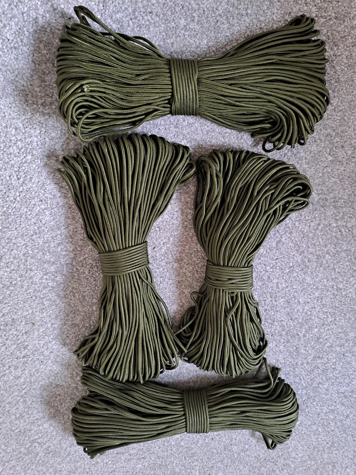 4 x 50m paracord olive green 3mm diameter cord crafting macrame crochet weaving outdoors