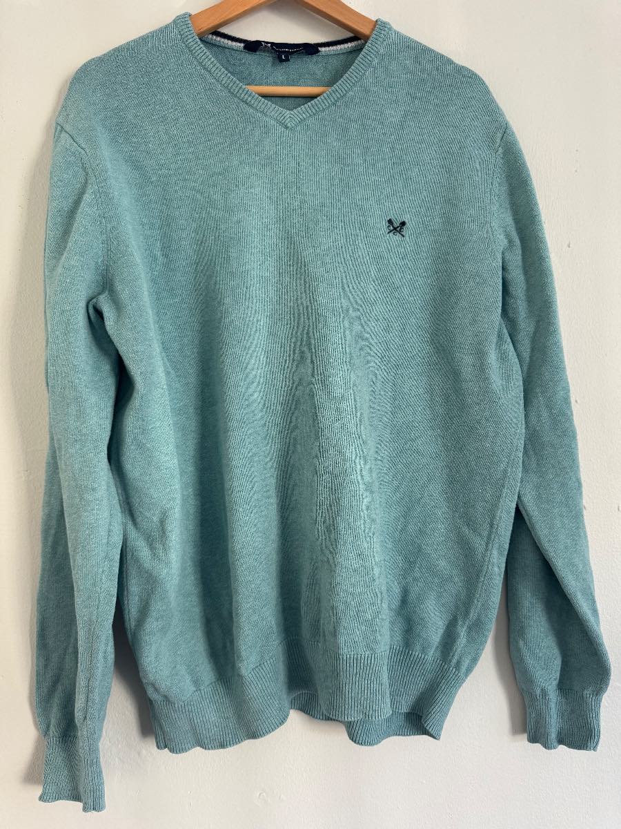 Crew Clothing Company Blue V-Neck Jumper