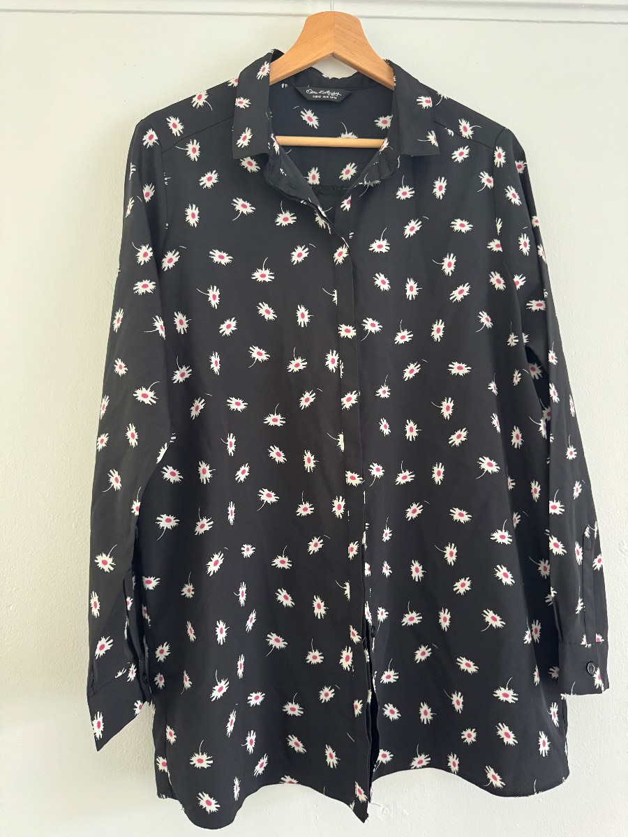 Miss Selfridge Black Button-Up Long Sleeved Shirt
