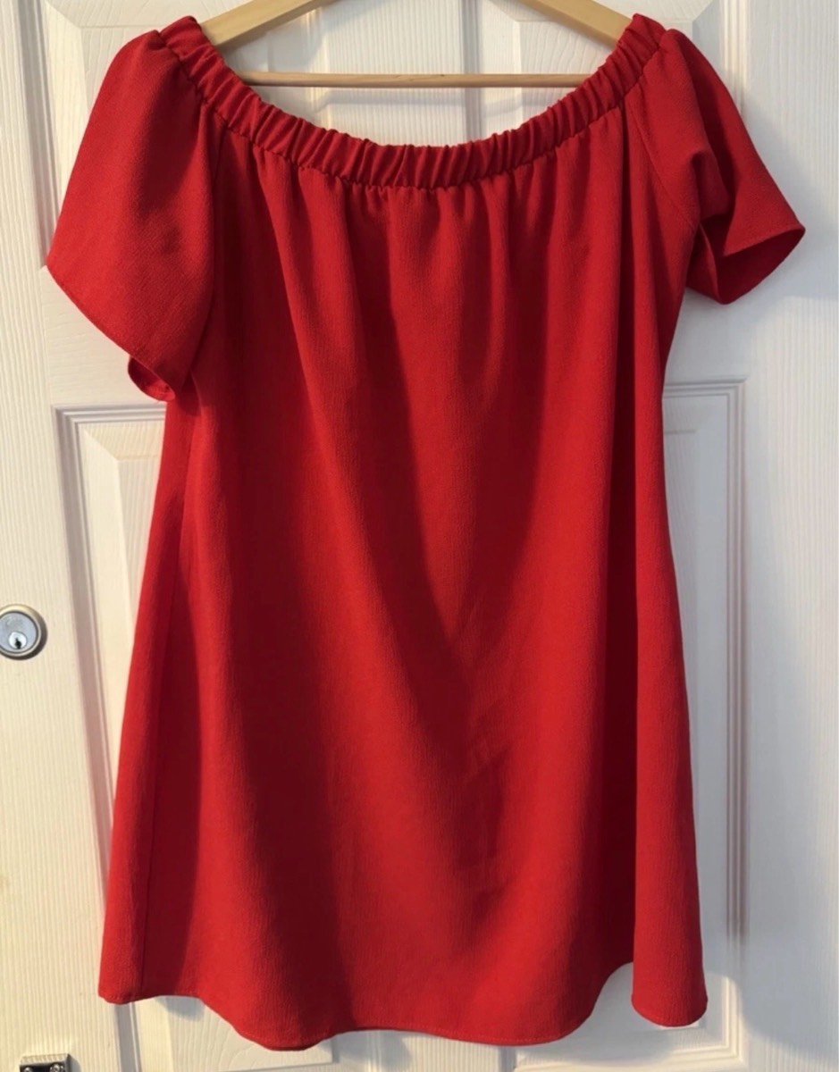 Boohoo Red Off-the-Shoulder Short Dress/Blouse