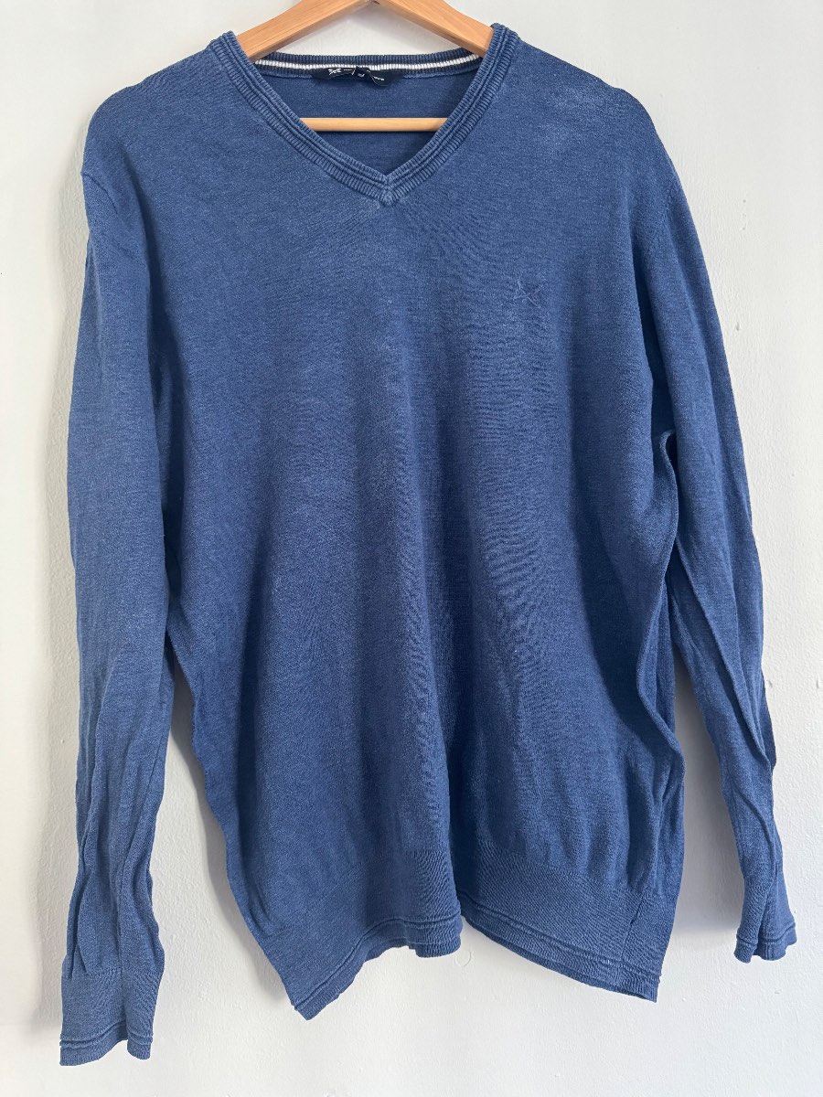 Crew Clothing Company Blue V-Neck Jumper