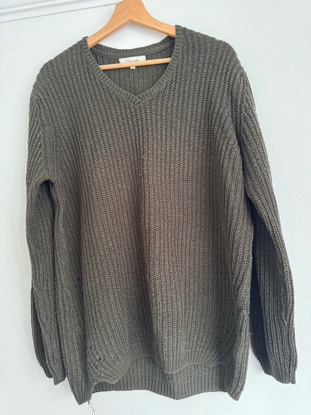 Green Knitted V-Neck Jumper