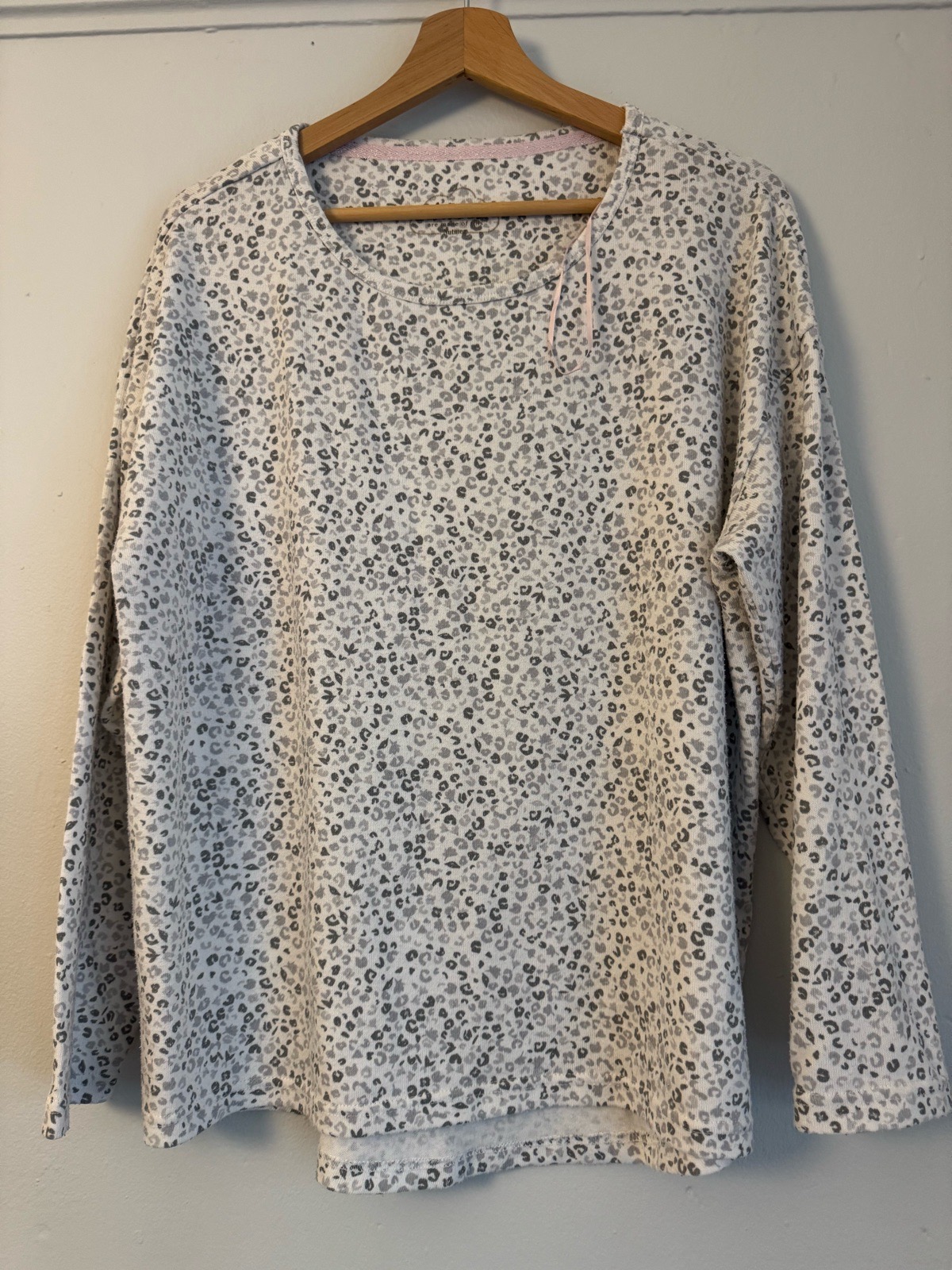 White/Grey Leopard Print Pyjama Top