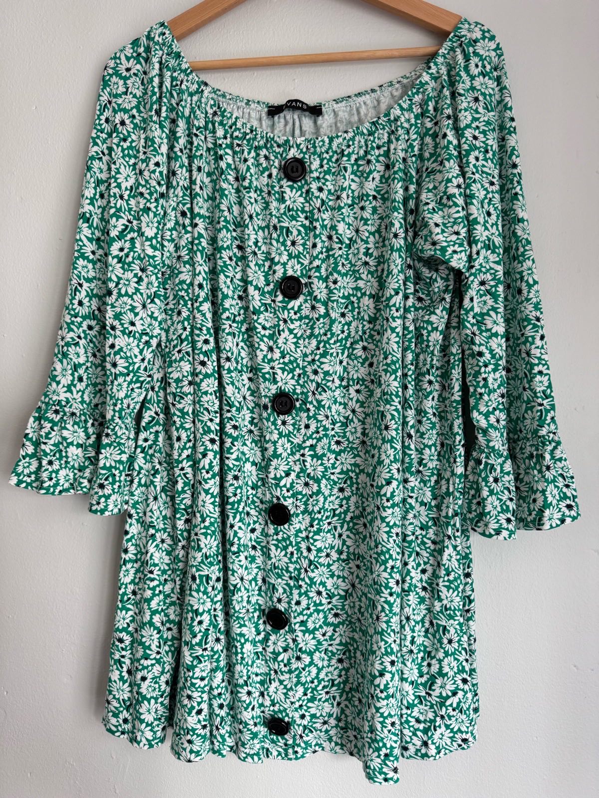Evans Green Floral Off-the-Shoulder Long Blouse