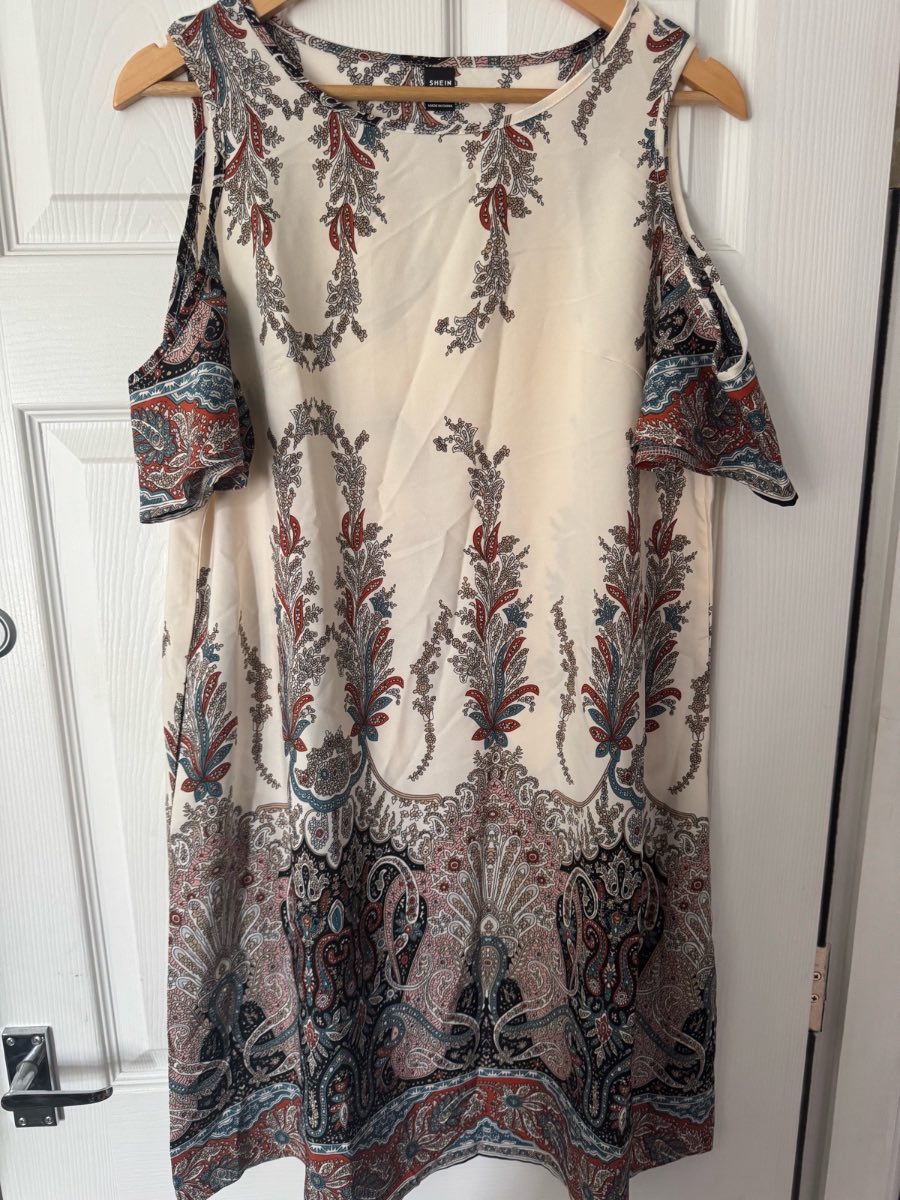Paisley Print Cold-Shoulder Dress