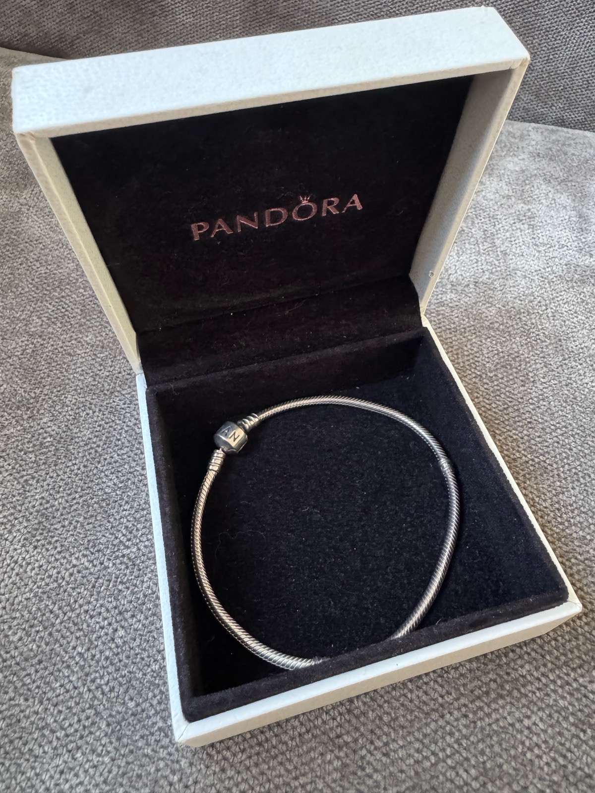 Pandora Silver Barrel Clasp Snake Chain Bracelet