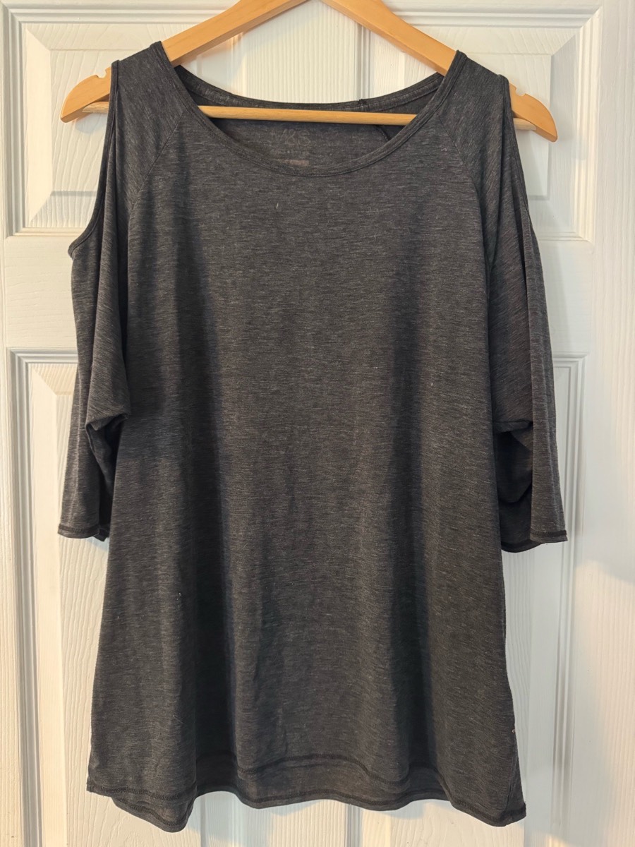 M&S Grey Open-Shoulder Top
