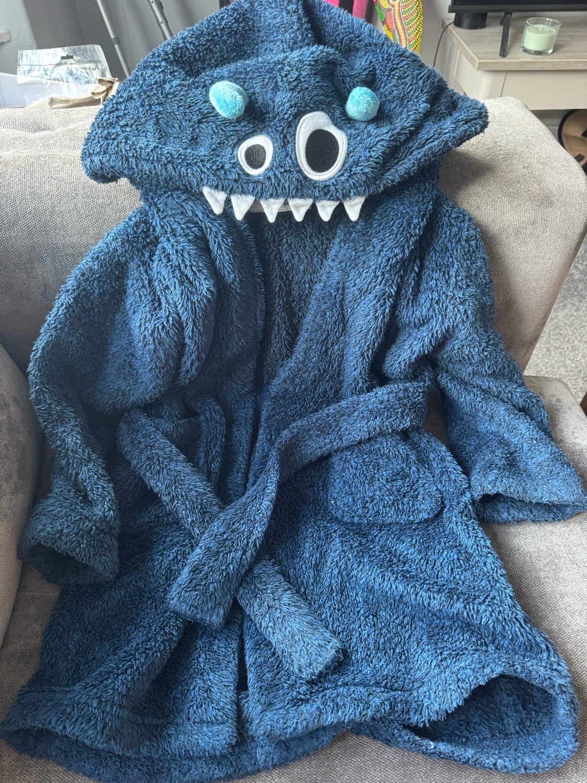 Kids Blue Monster Dressing Gown