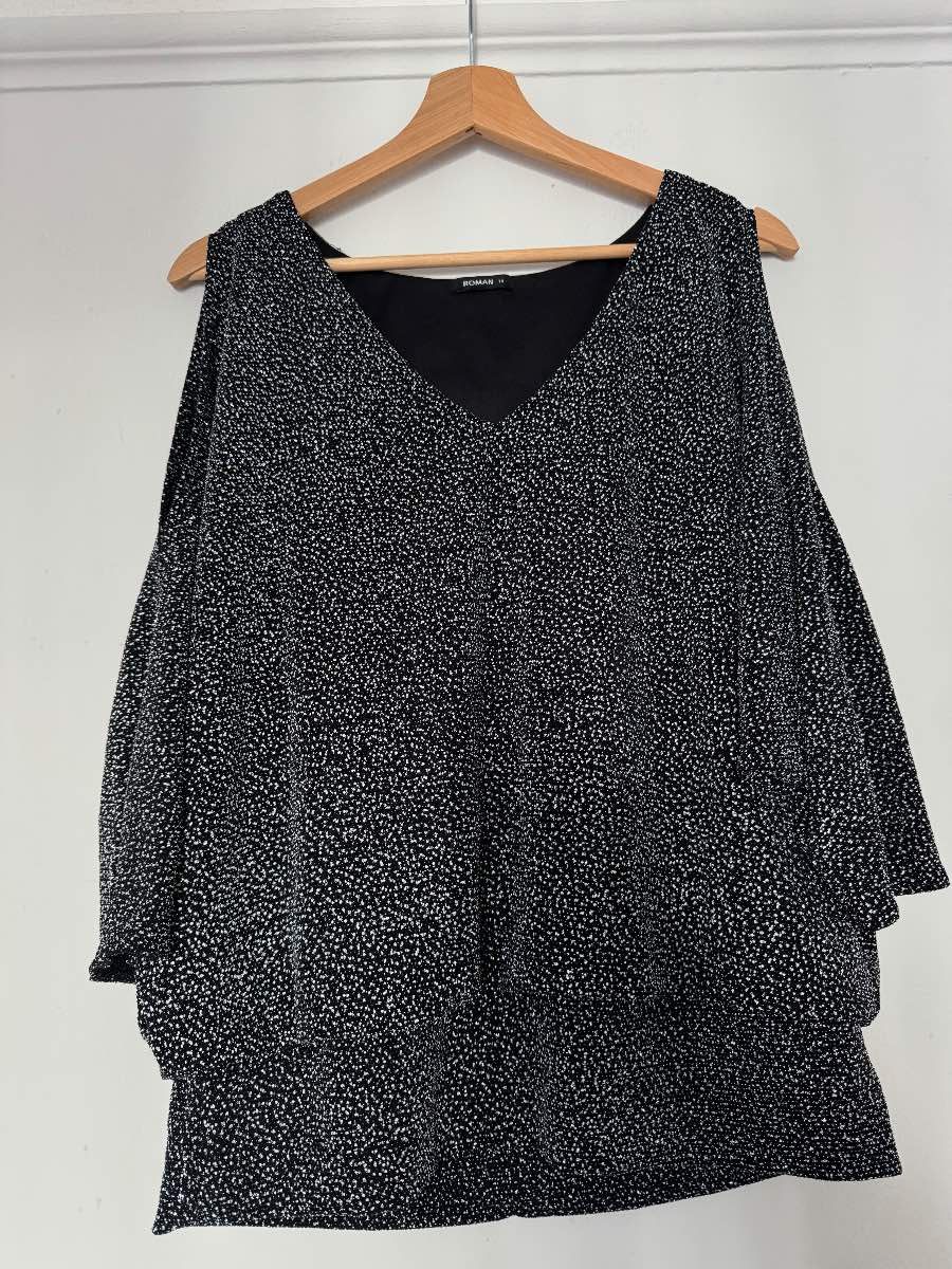 Roman Sparkly Cold-Shoulder Blouse