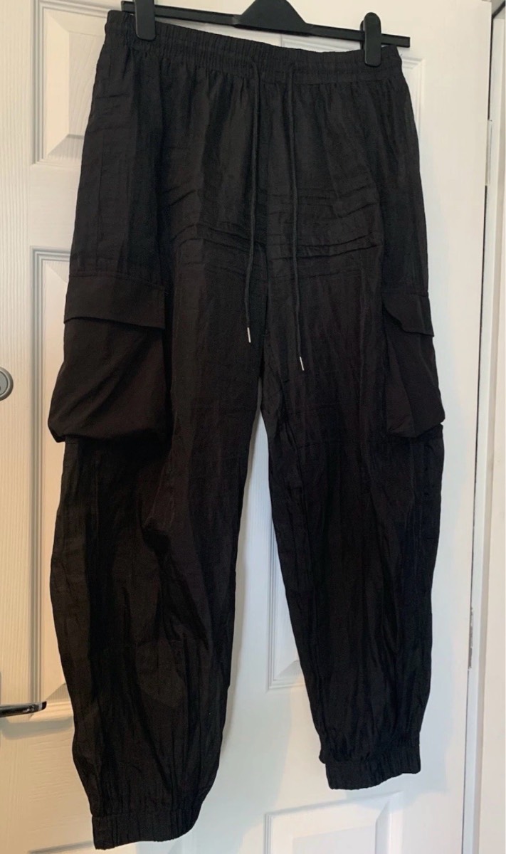 Black Mesh Cargo Trousers