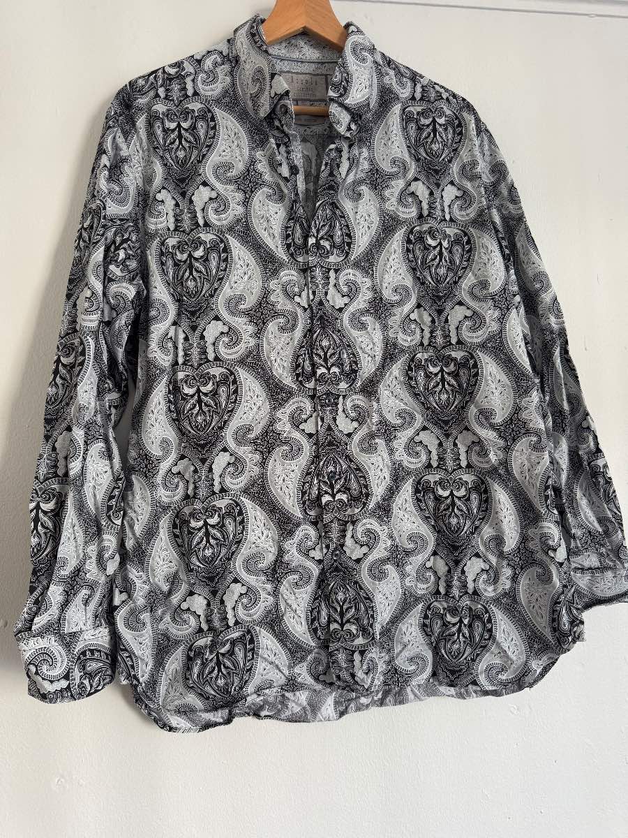 Rocola Paisley Black/Grey Long Sleeve Button-Down Shirt