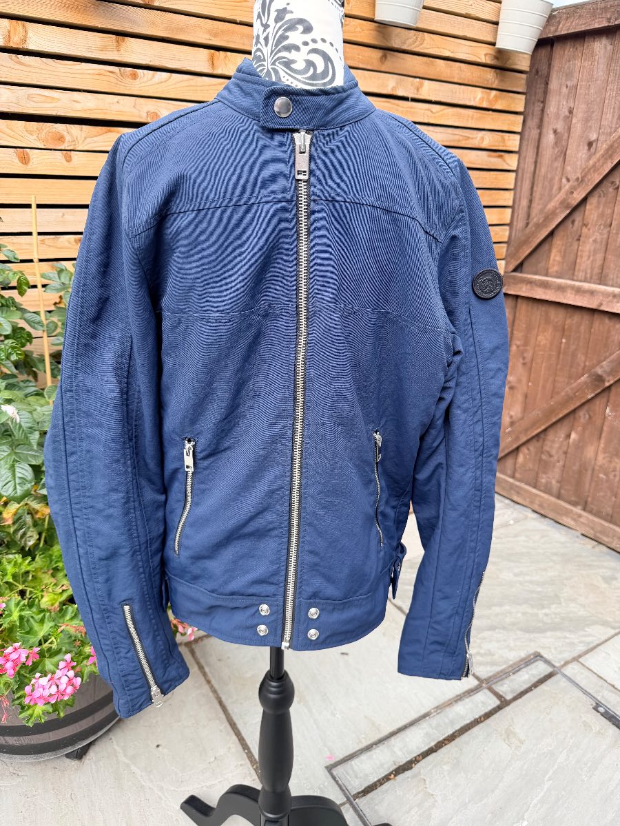 Diesel J-Street Nylon Men's Biker Jacket In Navy Blue. Size L Worn Once Ex Con