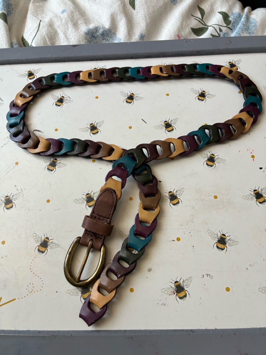 Beautiful vintage leather belt with brass buckle
