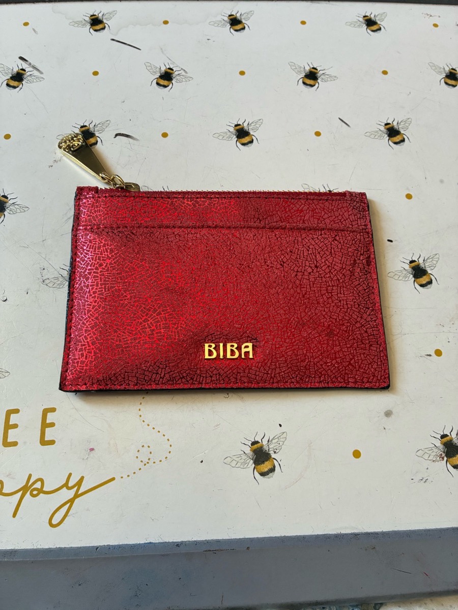 Vintage red leather BIBA coin and card purse
