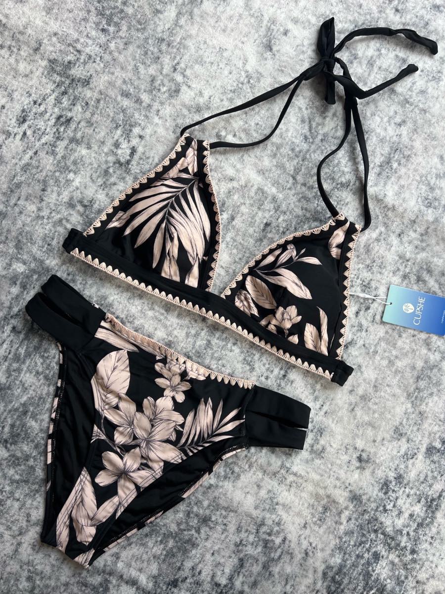 Black beige bikini set