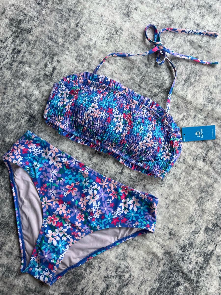Cupshe blue floral bikini set