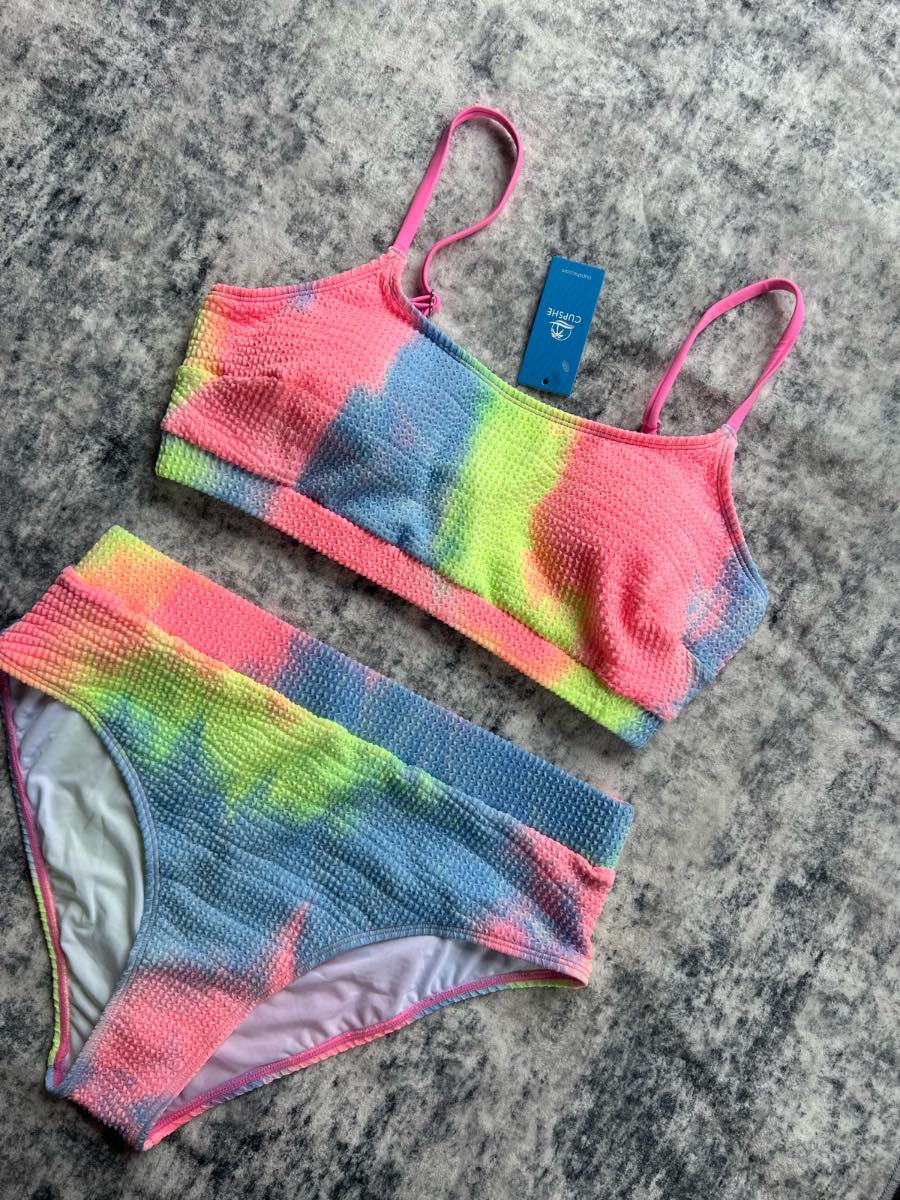 Neon rainbow bikini set